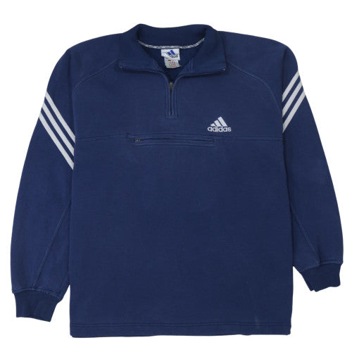 Adidas Men's Blue XL 1/2 Zip Fleece Sweatshirt Sports Top