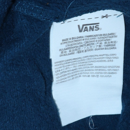 Vans Mens Blue Pullover Hoodie Small Regular Fit Cotton Fleece Logo