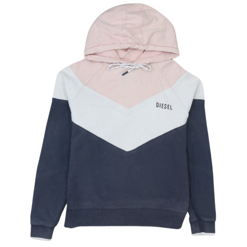Diesel Women’s Pink Navy Colourblock Pullover Hoodie Size S