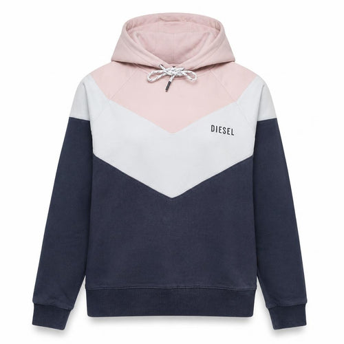 Diesel Women’s Pink Navy Colourblock Pullover Hoodie Size S