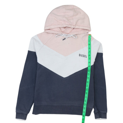 Diesel Women’s Pink Navy Colourblock Pullover Hoodie Size S