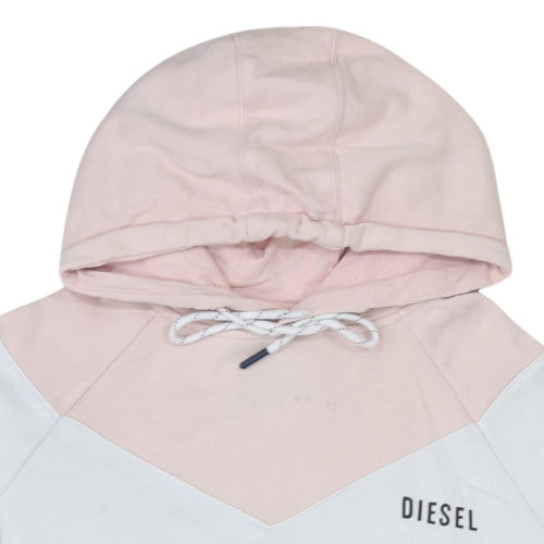 Diesel Women’s Pink Navy Colourblock Pullover Hoodie Size S