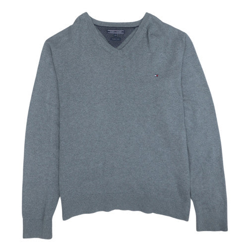 Tommy Hilfiger Men's Grey 2XL V-Neck Cotton Jumper