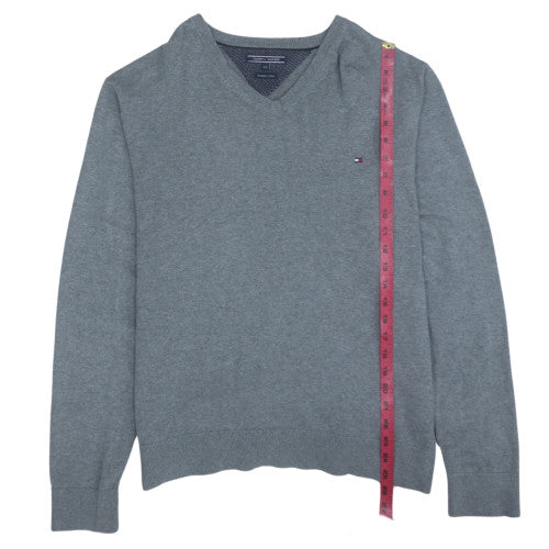 Tommy Hilfiger Men's Grey 2XL V-Neck Cotton Jumper