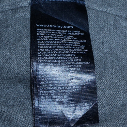 Tommy Hilfiger Men's Grey 2XL V-Neck Cotton Jumper