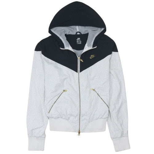 Nike Womens Grey Black Gold Full Zip Hooded Sweatshirt UK 12/14