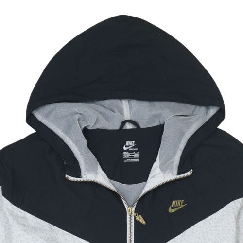 Nike Womens Grey Black Gold Full Zip Hooded Sweatshirt UK 12/14