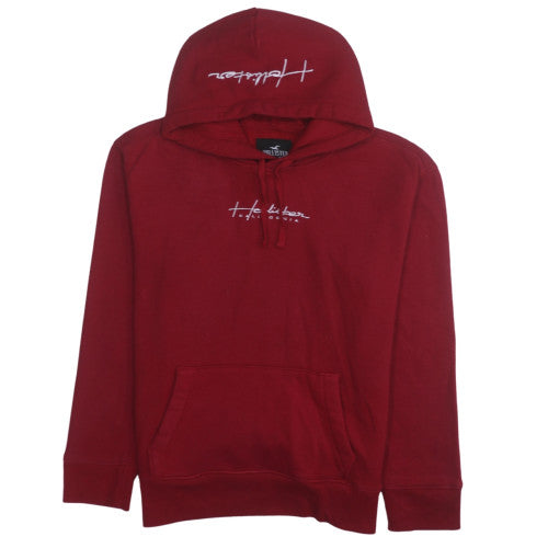 Hollister Men's Red Pullover Hoodie Size S Logo Fleece Sweatshirt