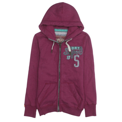 Superdry Women’s Purple Full Zip Hoodie Medium Cotton Blend