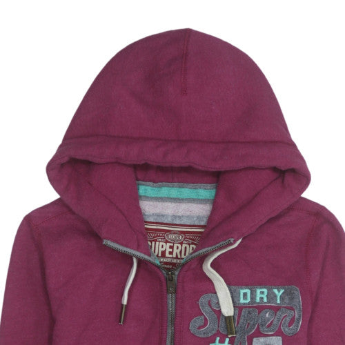 Superdry Women’s Purple Full Zip Hoodie Medium Cotton Blend