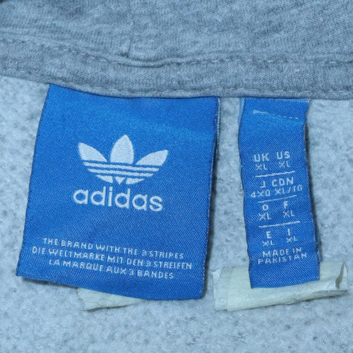 Adidas Mens Grey Pullover Hoodie L Sports Logo Fleece Sweatshirt