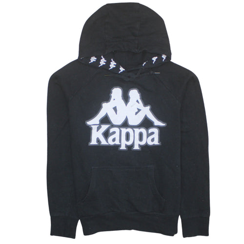 Kappa Womens Black Small Hoodie Pullover Cotton Blend Logo Sportswear