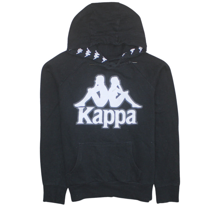 Kappa Womens Black Small Hoodie Pullover Cotton Blend Logo Sportswear