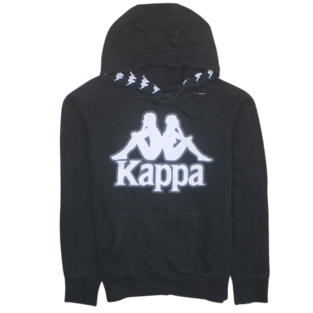 Kappa Womens Black Small Hoodie Pullover Cotton Blend Logo Sportswear