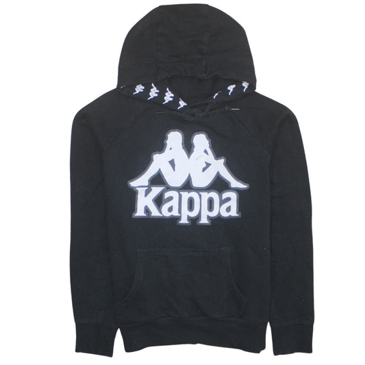 Kappa Womens Black Small Hoodie Pullover Cotton Blend Logo Sportswear
