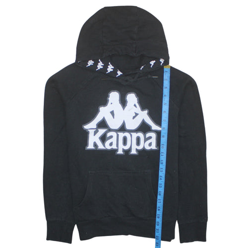 Kappa Womens Black Small Hoodie Pullover Cotton Blend Logo Sportswear