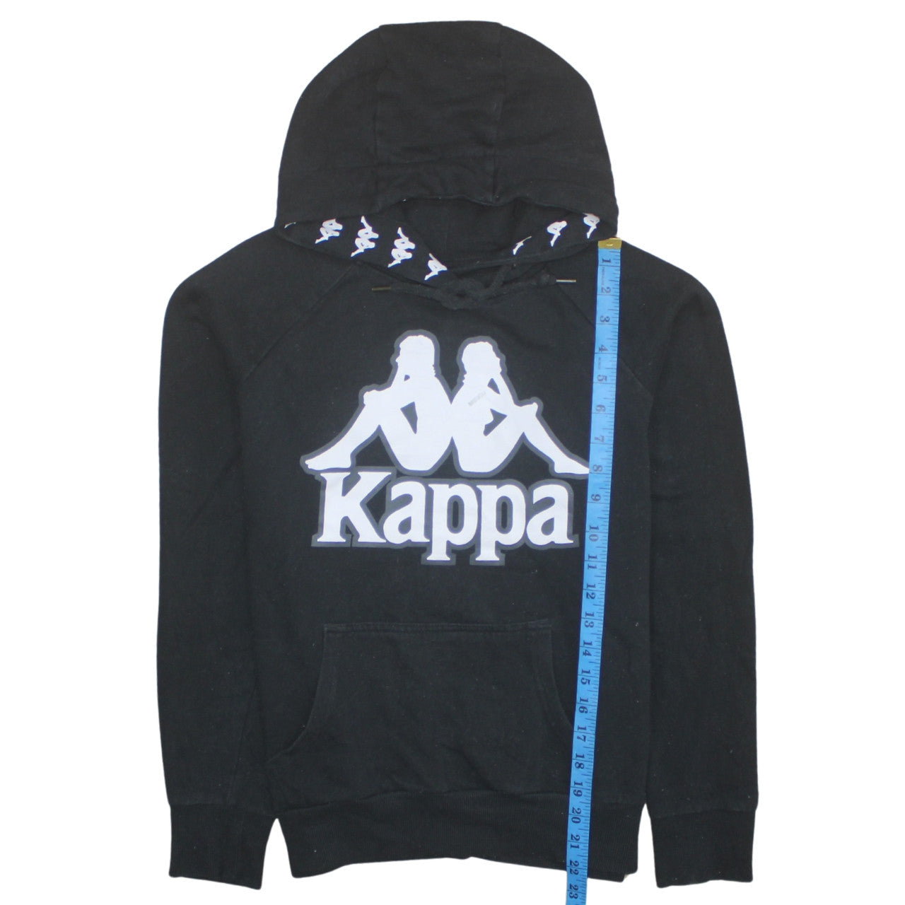 Kappa Womens Black Small Hoodie Pullover Cotton Blend Logo Sportswear