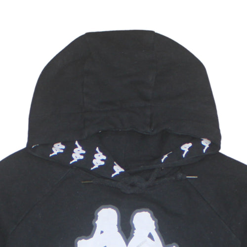 Kappa Womens Black Small Hoodie Pullover Cotton Blend Logo Sportswear