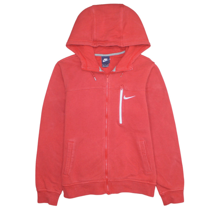 Nike Womens Red Full Zip Hoodie Small Cotton Blend Casual Sweatshirt