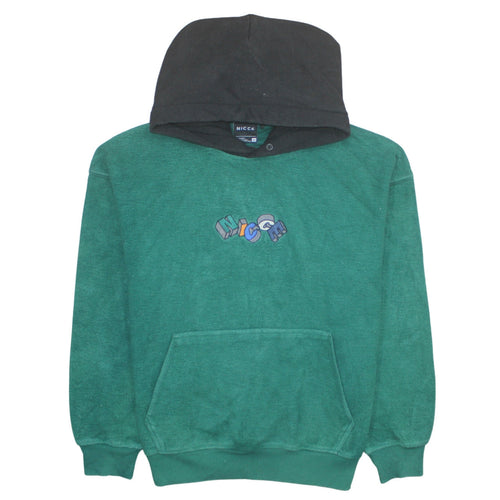 Nicce Men's Green Pullover Hoodie Medium Embroidered Graphic Logo