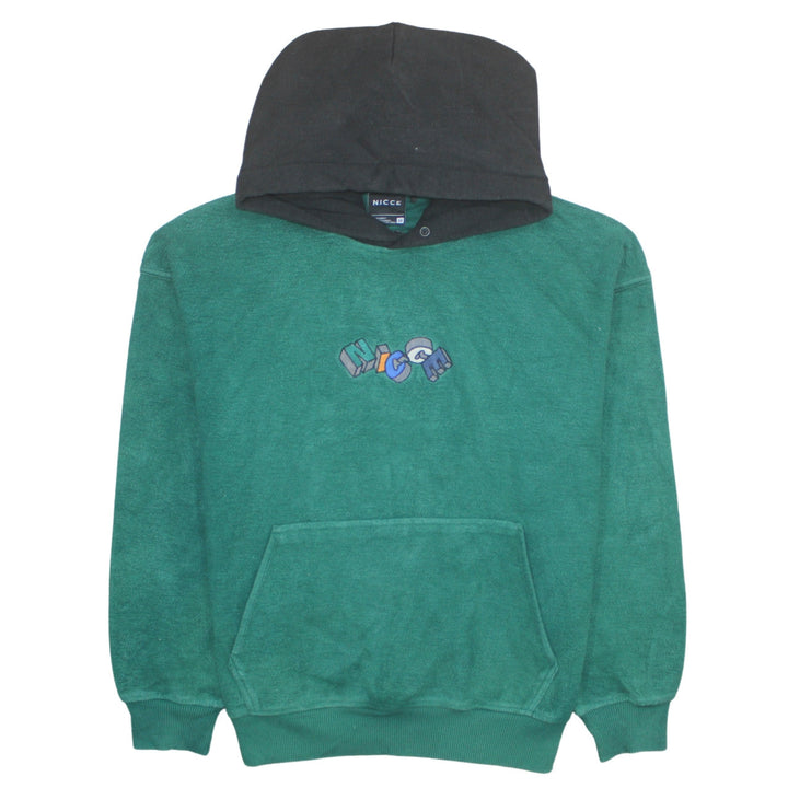 Nicce Men's Green Pullover Hoodie Medium Embroidered Graphic Logo