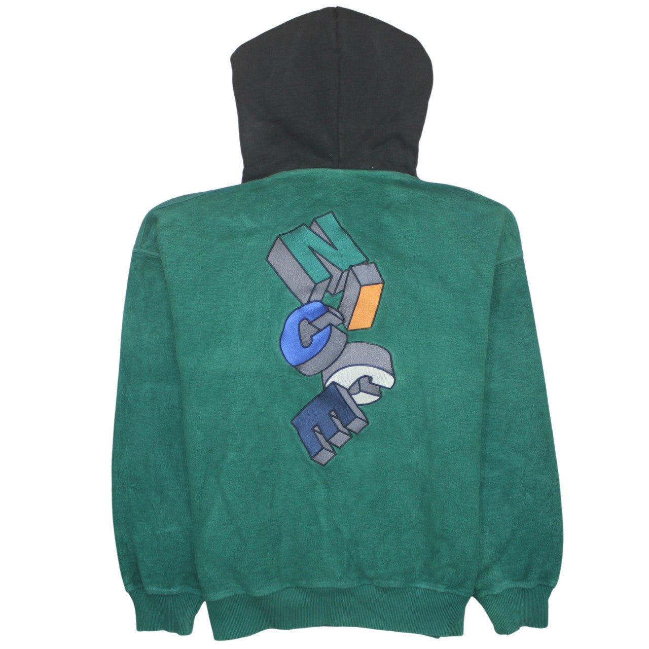 Nicce Men's Green Pullover Hoodie Medium Embroidered Graphic Logo