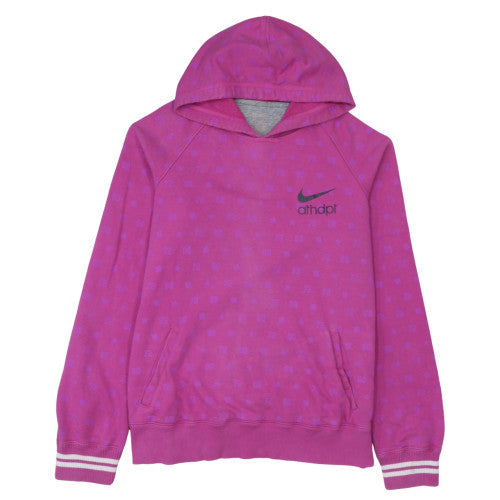 Nike Women Pink Hooded Pullover Sweatshirt Size M Printed Logo Casual
