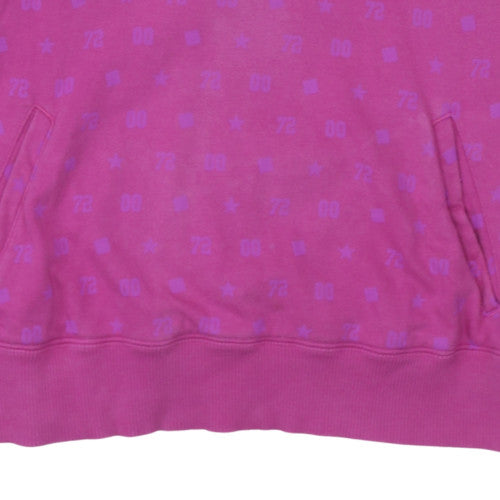 Nike Women Pink Hooded Pullover Sweatshirt Size M Printed Logo Casual