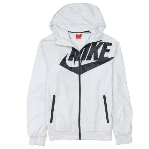 Nike Womens White Full Zip Hoodie Small Polyester Hooded Sportswear