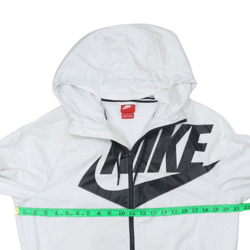 Nike Womens White Full Zip Hoodie Small Polyester Hooded Sportswear