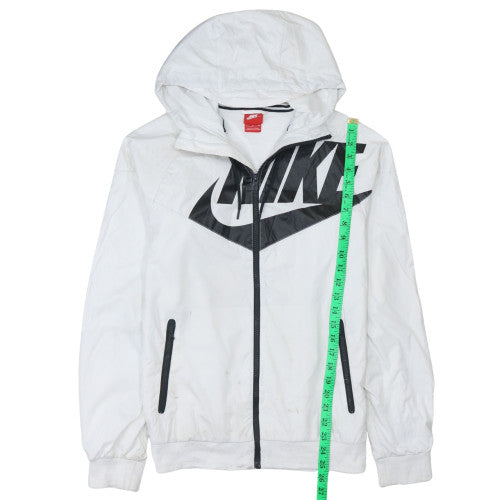 Nike Womens White Full Zip Hoodie Small Polyester Hooded Sportswear
