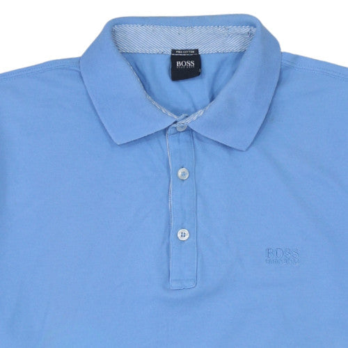 Hugo Boss Men's Blue Pima Cotton Short Sleeve Polo Shirt Size L