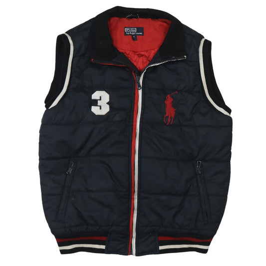 Ralph Lauren Men’s Black Puffer Waistcoat Gilet Size M Full Zip Polo