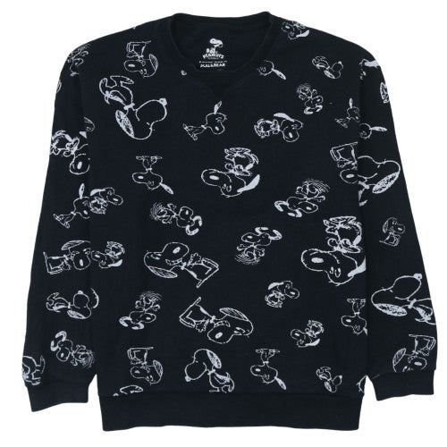 Pull&Bear Peanuts Black Snoopy Print Womens Sweatshirt Size L