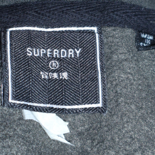 Superdry Womens Black Pullover Hoodie Size M Logo Print Sweatshirt