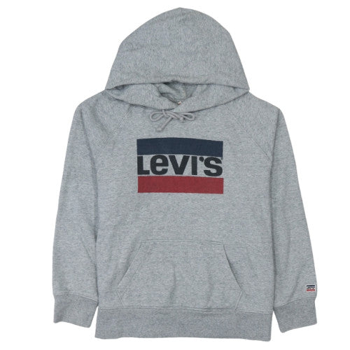 Levi's Men's Grey Pullover Hoodie L Logo Graphic Fleece Sweatshirt