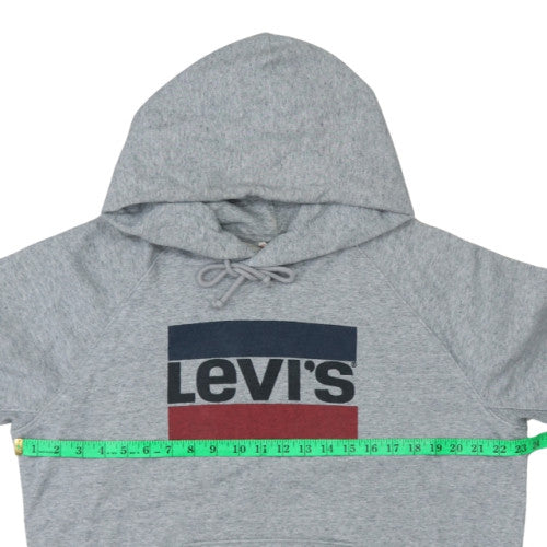 Levi's Men's Grey Pullover Hoodie L Logo Graphic Fleece Sweatshirt