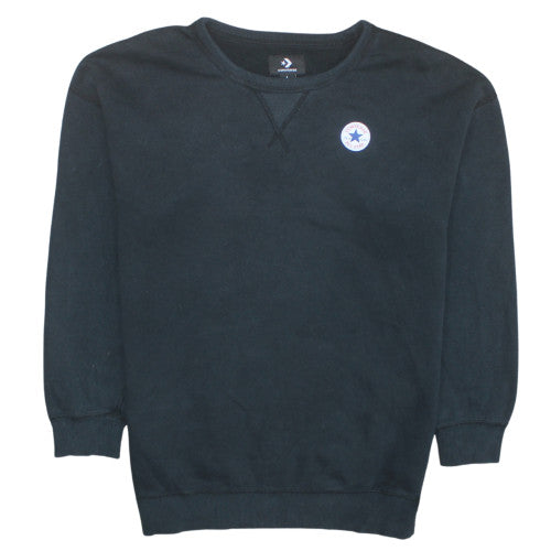 Converse Men's Black Crew Neck Long Sleeve Pullover Sweatshirt L