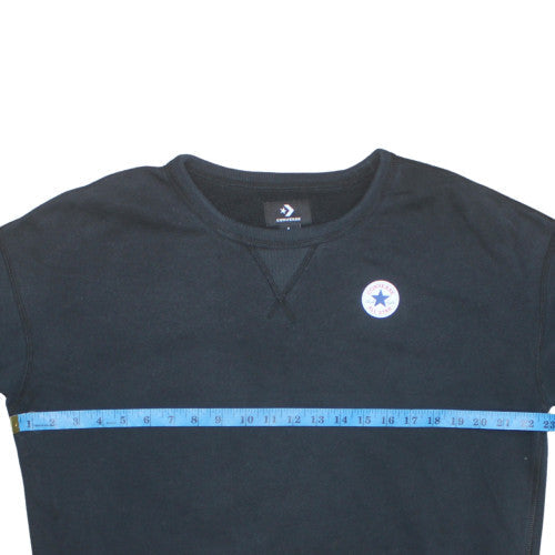 Converse Men's Black Crew Neck Long Sleeve Pullover Sweatshirt L