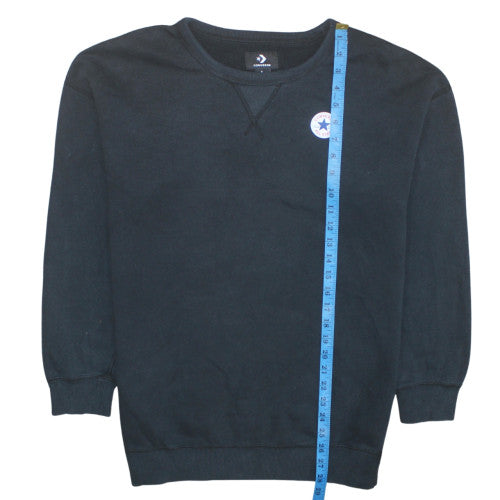 Converse Men's Black Crew Neck Long Sleeve Pullover Sweatshirt L