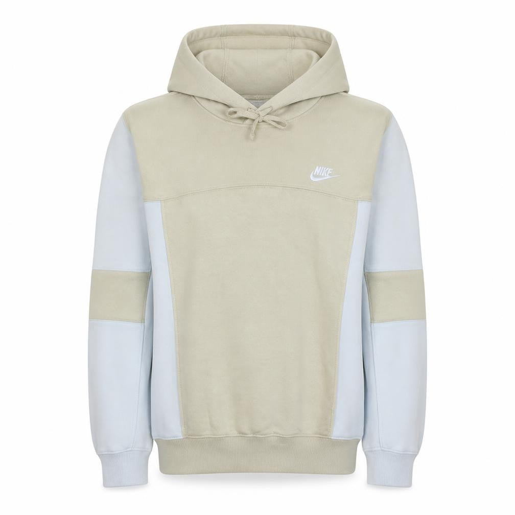 Front view of Nike women’s beige colourblock pullover hoodie, size S