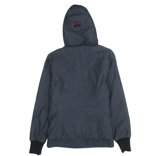 Puma Women's Blue Hooded Fur Trim Short Puffer Jacket Size M