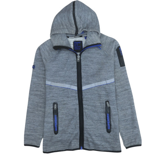Superdry Men's Grey XL Full Zip Hoodie Jacket - Sport Style