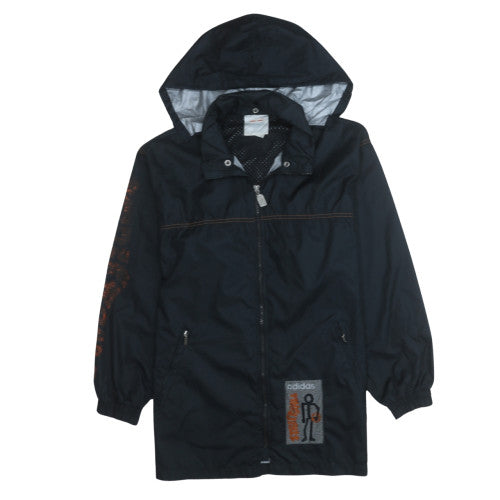Adidas Men's Black Hooded Waterproof Retro Rain Jacket Size S
