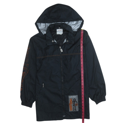 Adidas Men's Black Hooded Waterproof Retro Rain Jacket Size S