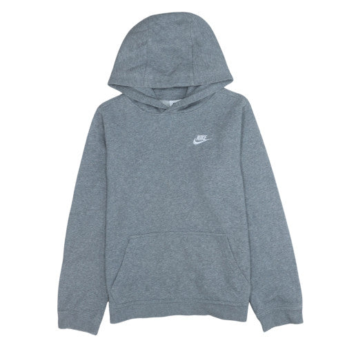 Nike Boys Grey Pullover Hoodie 158-170cm Classic Fleece Sweatshirt