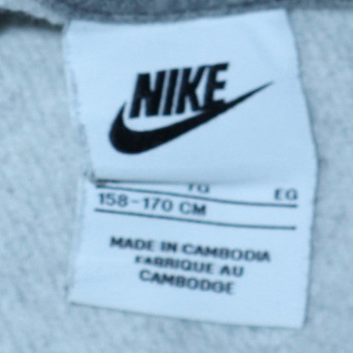 Nike Boys Grey Pullover Hoodie 158-170cm Classic Fleece Sweatshirt