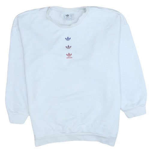 Adidas Womens White Crew Neck Pullover Sweatshirt Size XL