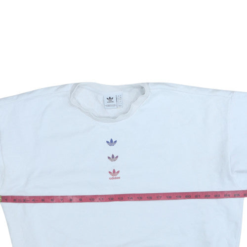 Adidas Womens White Crew Neck Pullover Sweatshirt Size XL