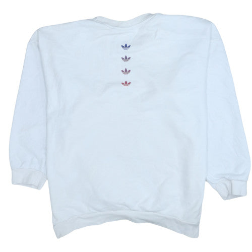 Adidas Womens White Crew Neck Pullover Sweatshirt Size XL